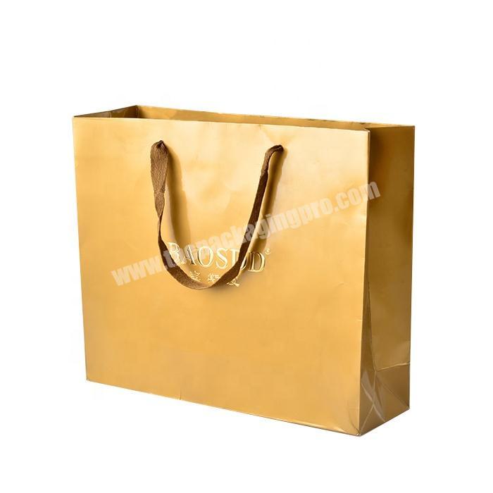 Customized glossy lamination hot stamping shopping bag high quality paper gift bags