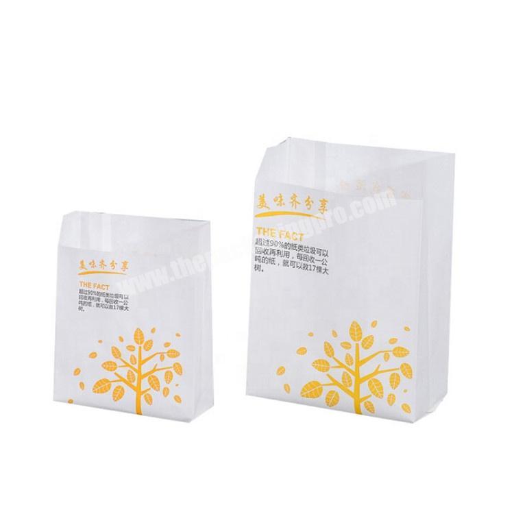 Customized grease proof white kraft paper packing food fried chicken bag