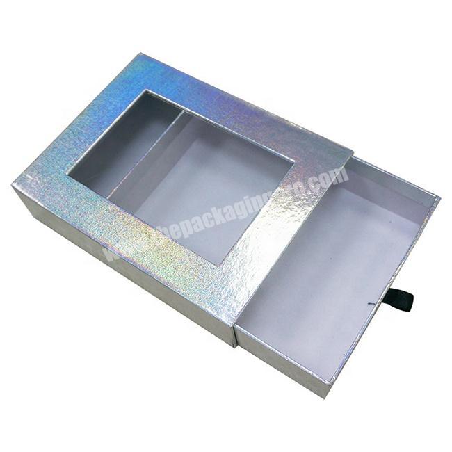 Customized hot sale drawer hair extension packaging wig holographic gift box hair packaging