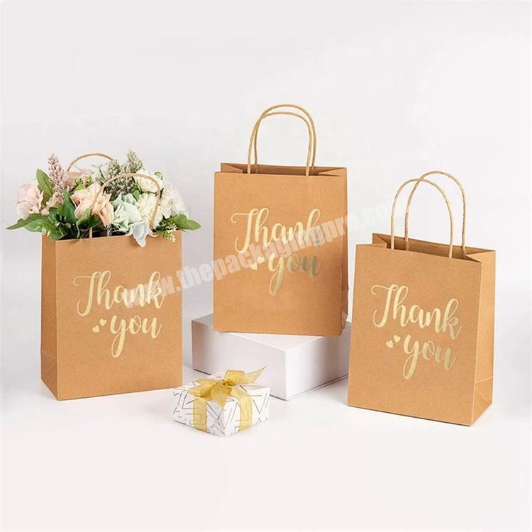 Customized kraft paper boutqiue shopping bags with thank you printing