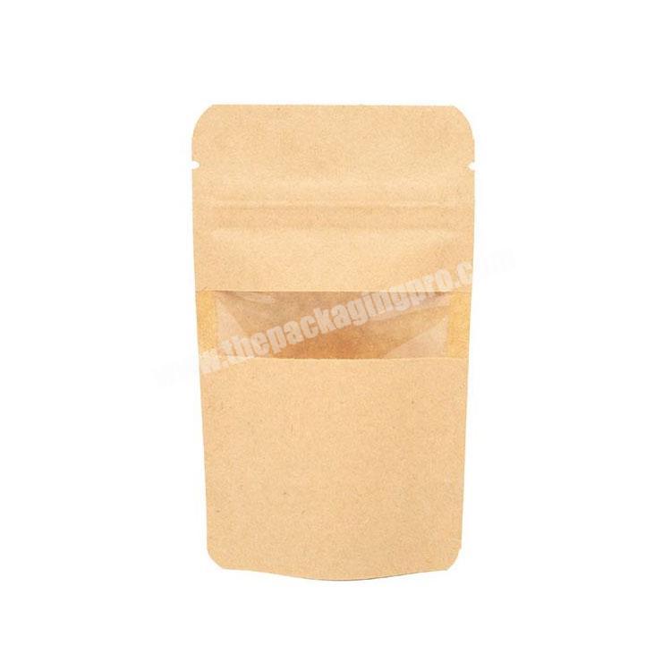 Customized logo brown food grade stand up Kraft paper small zipper Pouch Bags