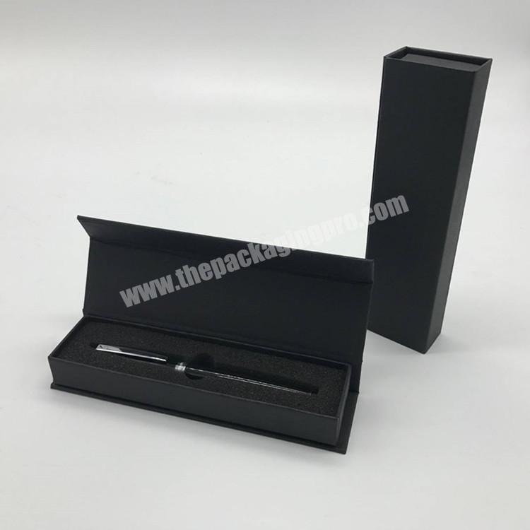 Customized luxury black collapsible rigid with magnetic lid cardboard flap pencil folding closure paper gift packaging box