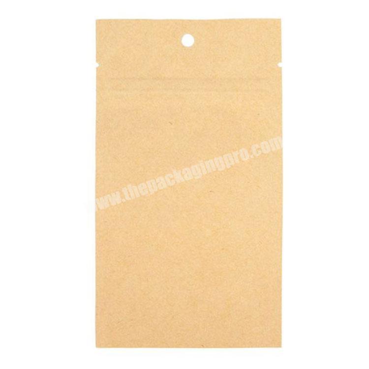 Customized printed brown flat bottom kraft paper ziplock bag pouch