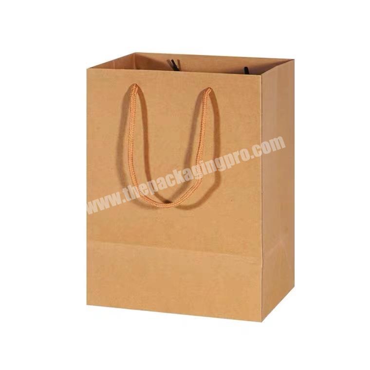 Customized printed brown kraft paper shopping bags for clothing