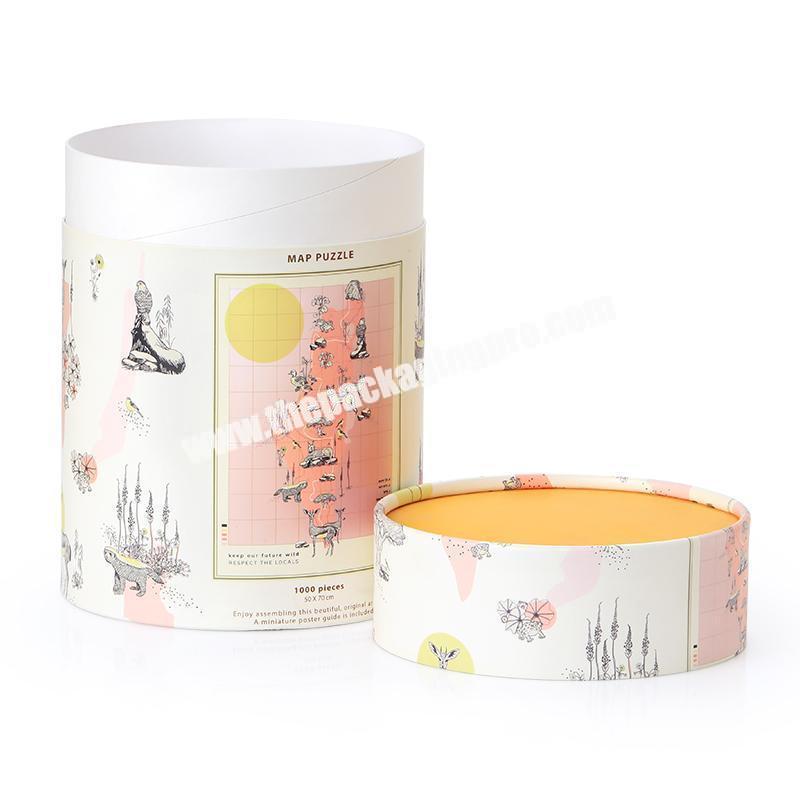 Paper tube packaging for paper puzzle packaging with biodegradable cardboard paper tube