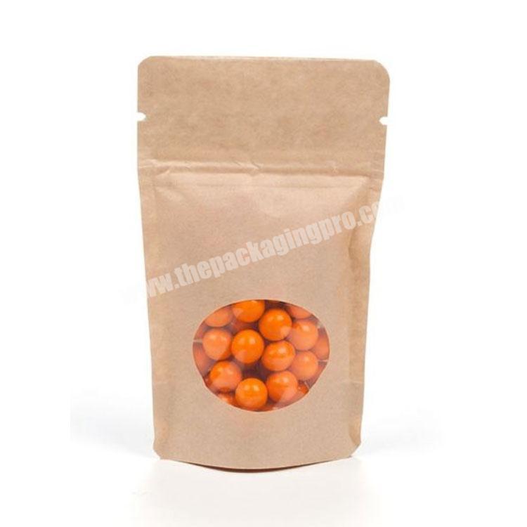 Customized size Stand Up food packaging Zipper Kraft paper Pouch with Window