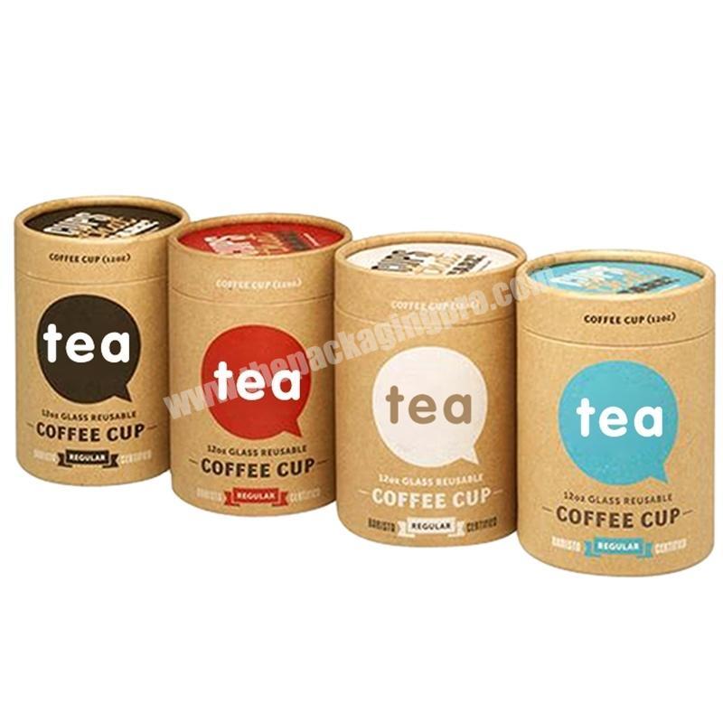 Customized size recycled kraft paper coffee / tea cardboard cylinder packaging box