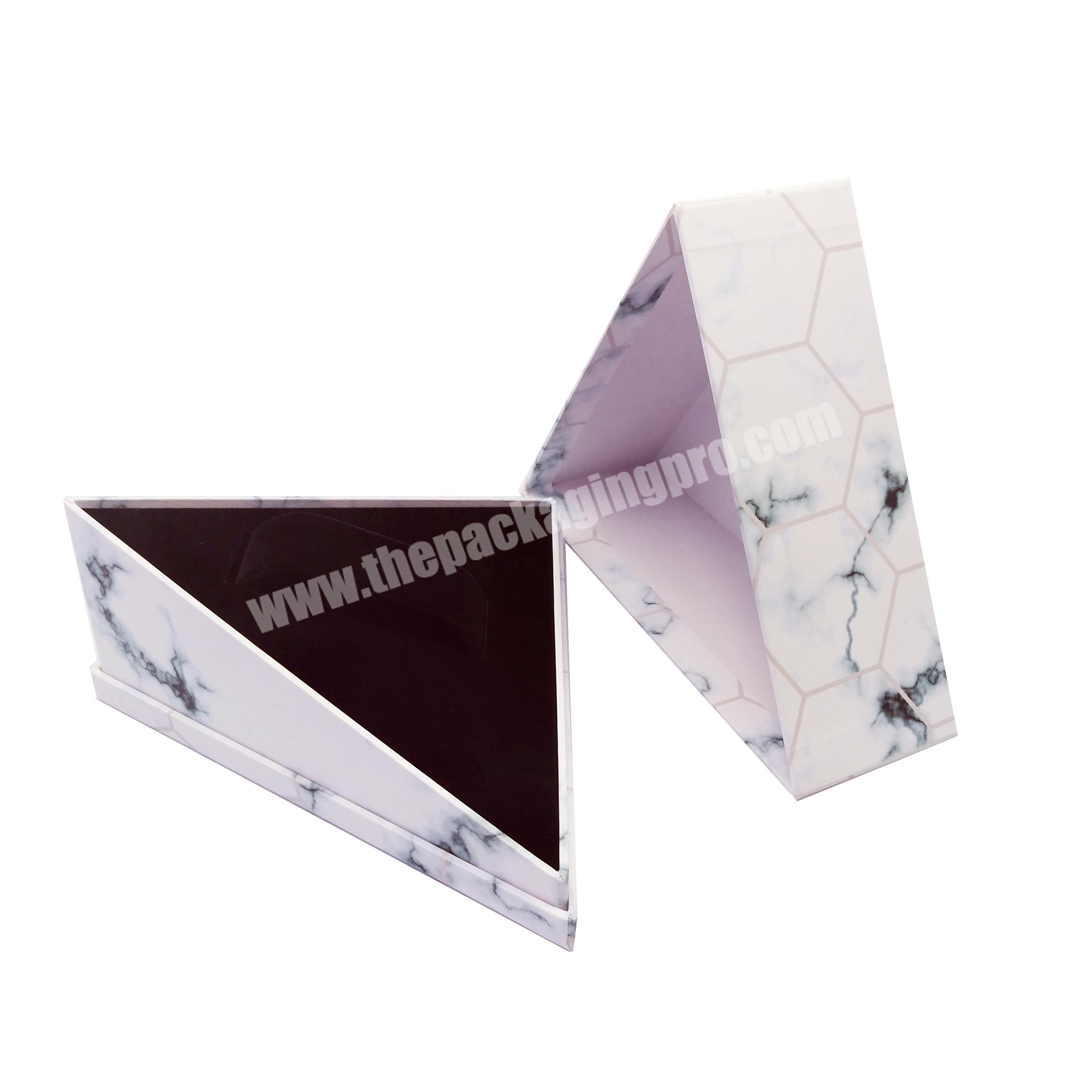 Customized triangle paperboard marble printing jewelry packaging gift drawer box