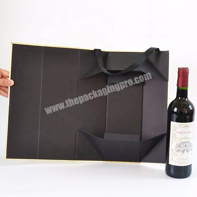 Deluxe Paper Gold Liquor Spirits Packaging Bottle Folding Wine Boxes