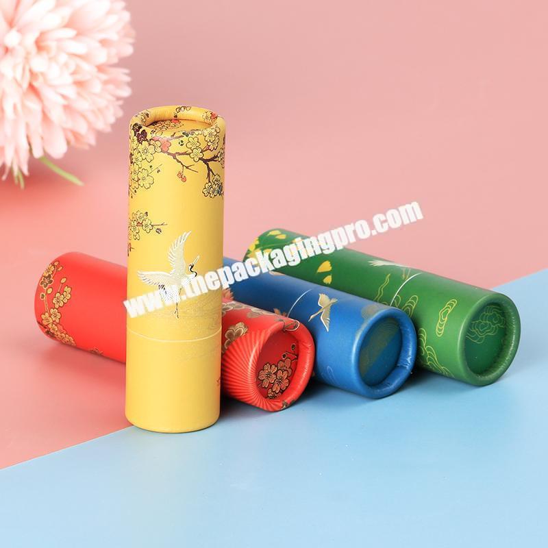 Low MOQ cosmetic cardboard tube packaging empty kraft lip balm paper tube packaging