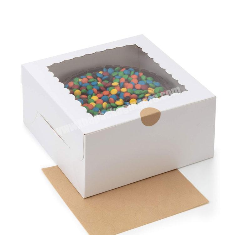 Disposable Cake Container Sturdy white Bakery Pastry Dessert food grade cardboard Cake Boxes Packaging With Window