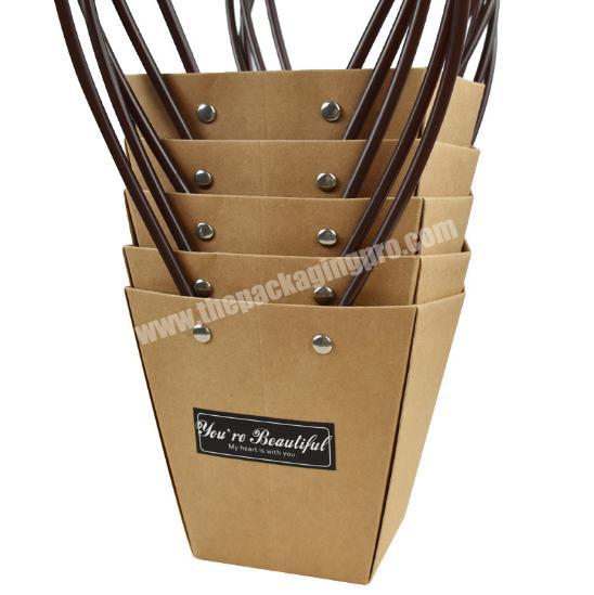 Eco-friendly Kraft paper Flower bag, flower paper packing carrier bag, gift carrying bag