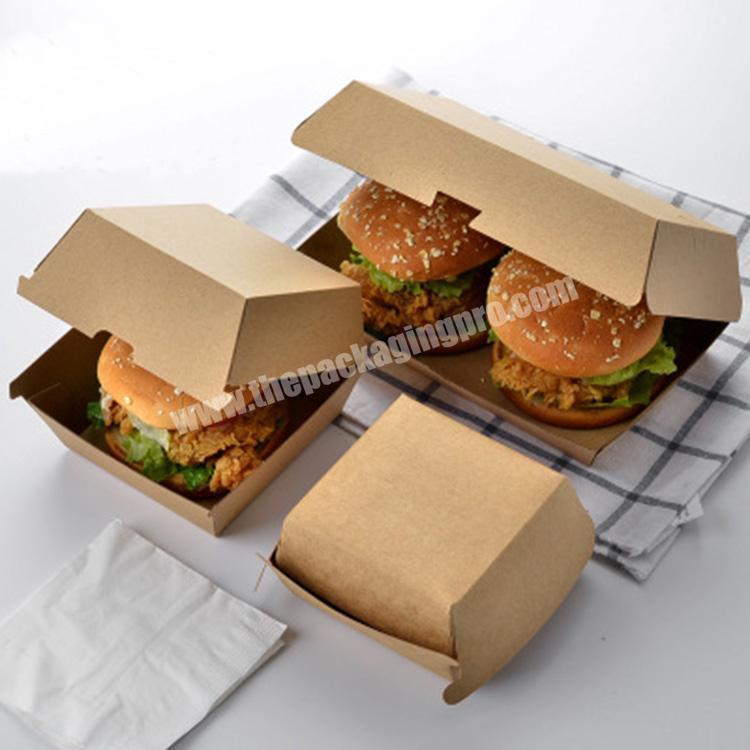 Eco friendly food delivery recycled brown kraft paper packaging hamburger box