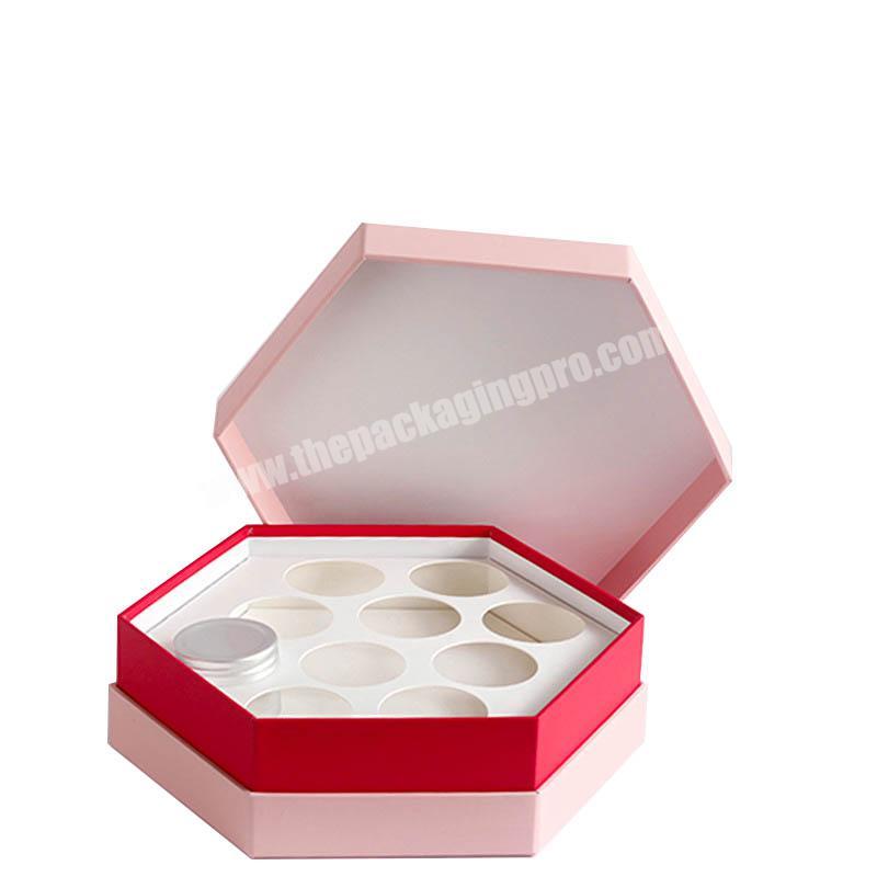 Eco friendly lid and base hexagon shape chocolate packaging durable gift box fancy use boxes