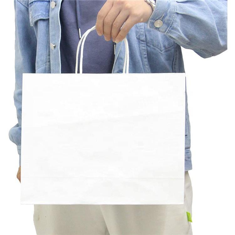 Eco friendly white kraft paper shopping bag