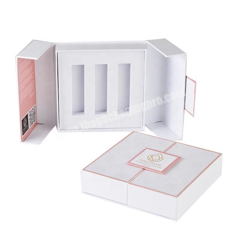 Elegent custom logo book shape cardboard essential oil gift box packaging with EVA insert