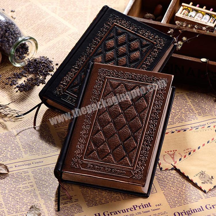 European retro thick hardcover b6 pu leather diary notebook
