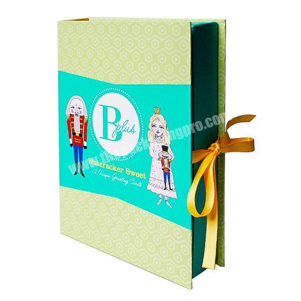 Exclusive custom exquisite dazzle ribbon bow type magnetic book gift box