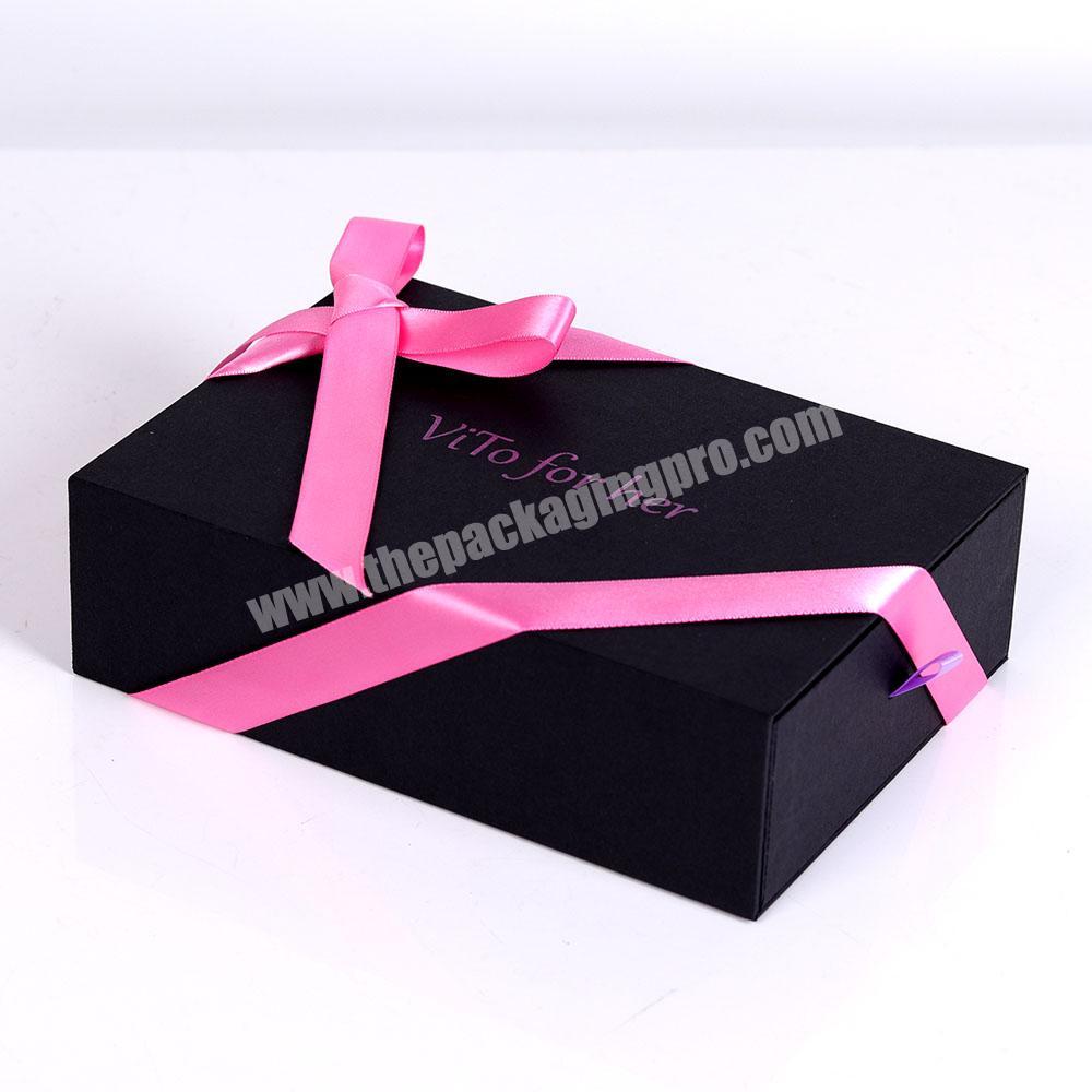 Exclusive custom senior pink bowknot ribbon gift paper portable drawer box