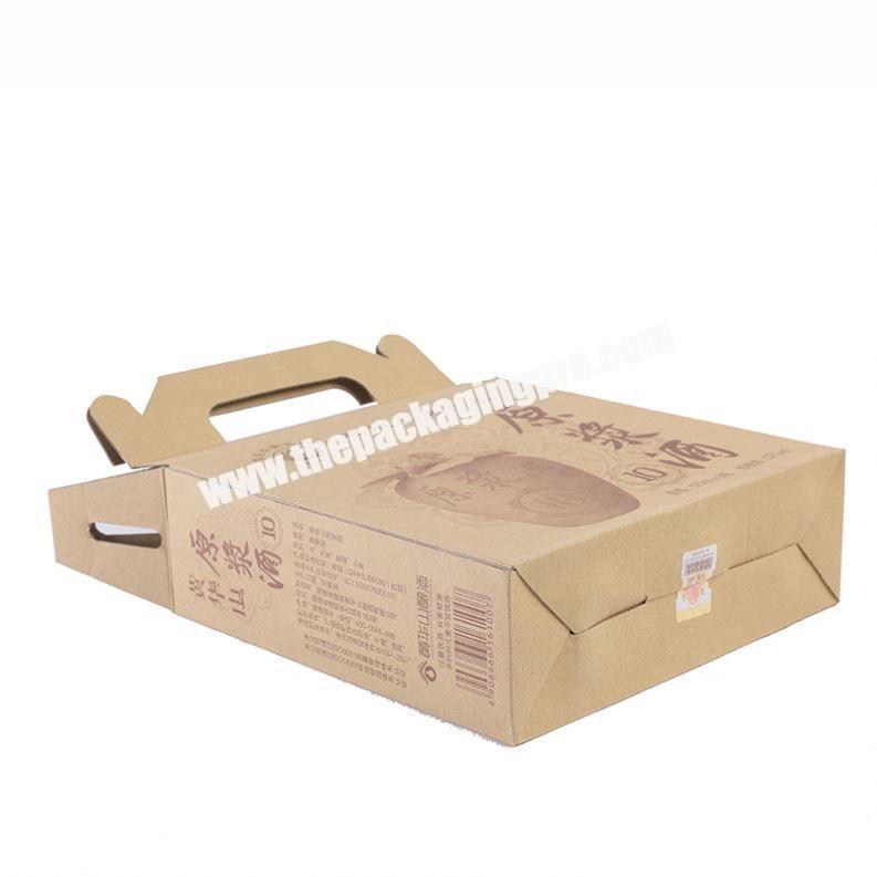 Custom Kraft corrugated paper box for lunch fast food packaging with handle