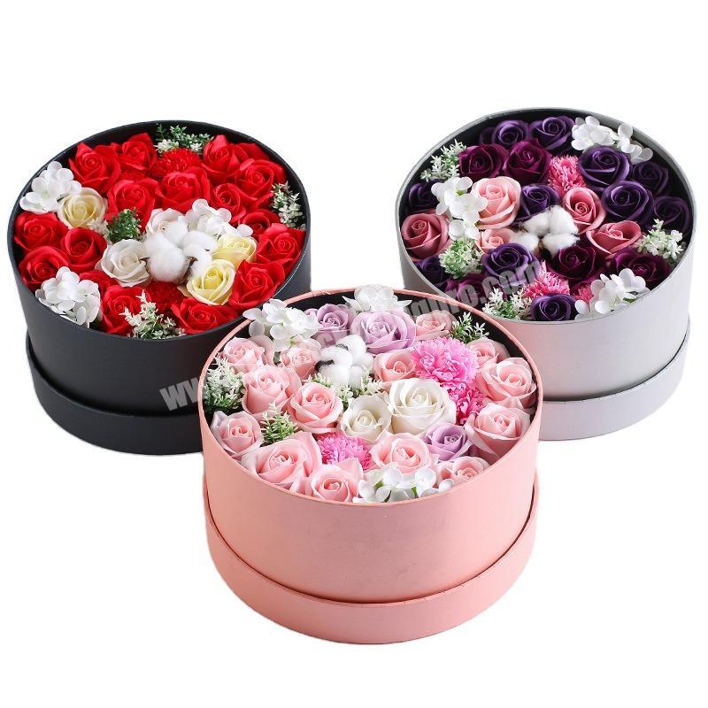 Factory Wholesale Creative cardboard round square flower festival gift boxes with ribbon