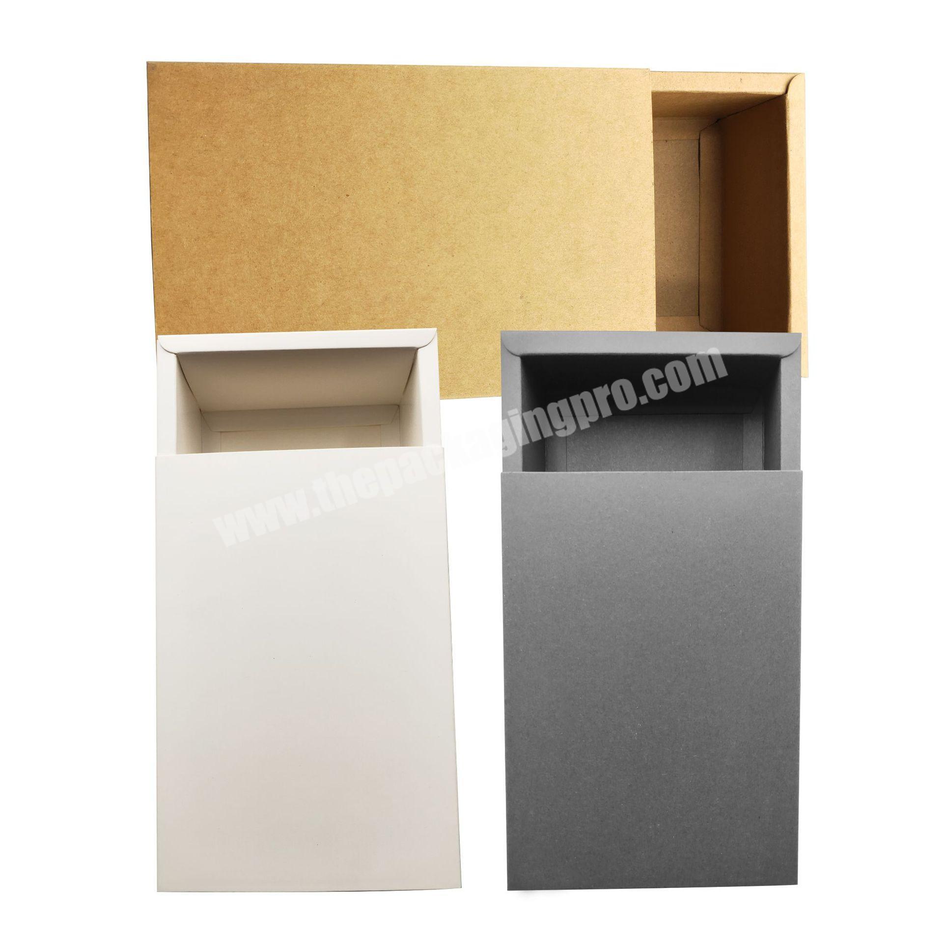 Manufacturer Factory Wholesale Kraft Paper Drawer Box Folding Square 3 Colors Gift Packaging Box Low MOQ In Stock