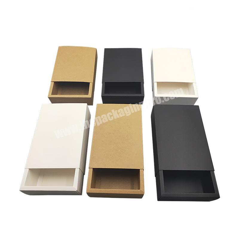 Custom Factory Wholesale Kraft Paper Drawer Box Folding Square 3 Colors Gift Packaging Box Low MOQ In Stock