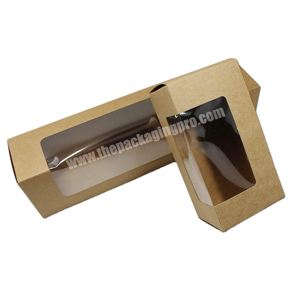 Factory brown kraft dessert box loaf packaging paper bread box with clear window