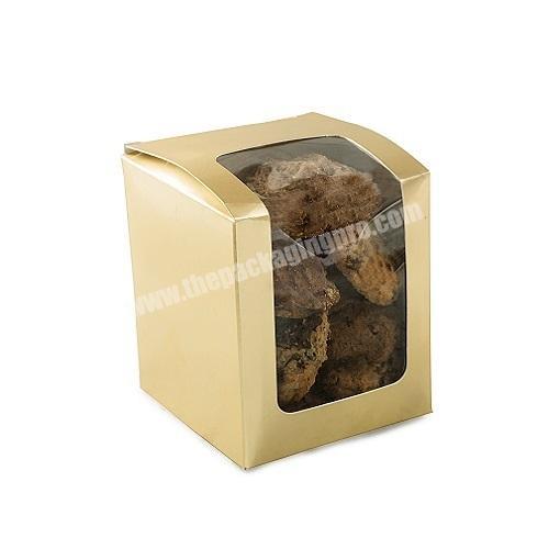 Factory cheap gold foil paper cookies packaging boxes with clear window