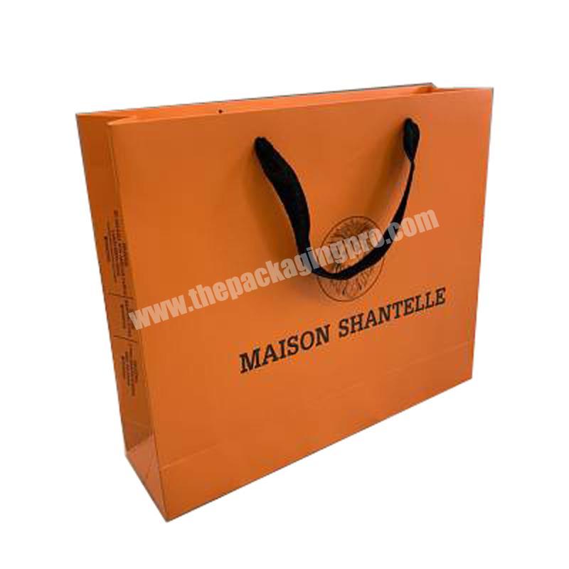 Factory custom orange cardboard shopping bags clothes coats jacket packing bags