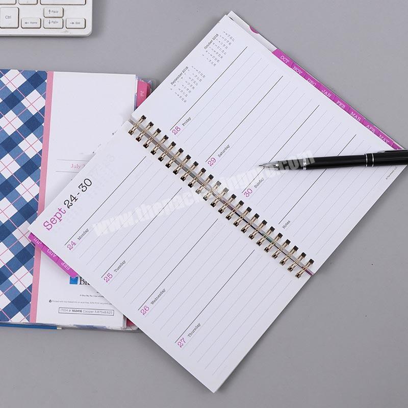 Factory direct sale customized spiral coil planner notebook with index page