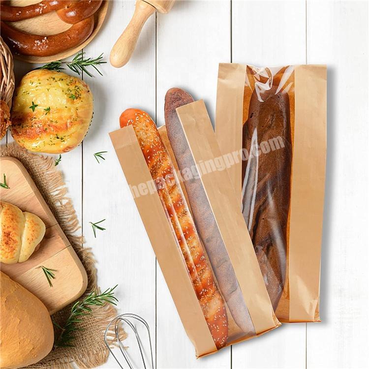 Factory price bread bakery kraft paper bag with window for food