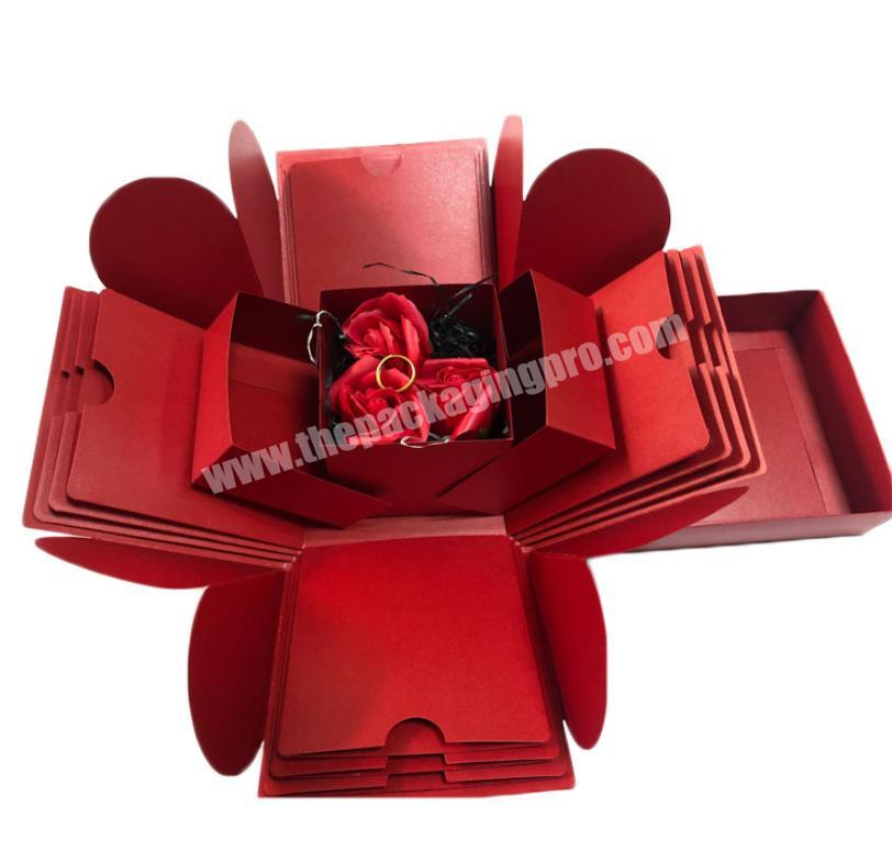 Factory price custom luxury explosion surprise gift box Red gift box
