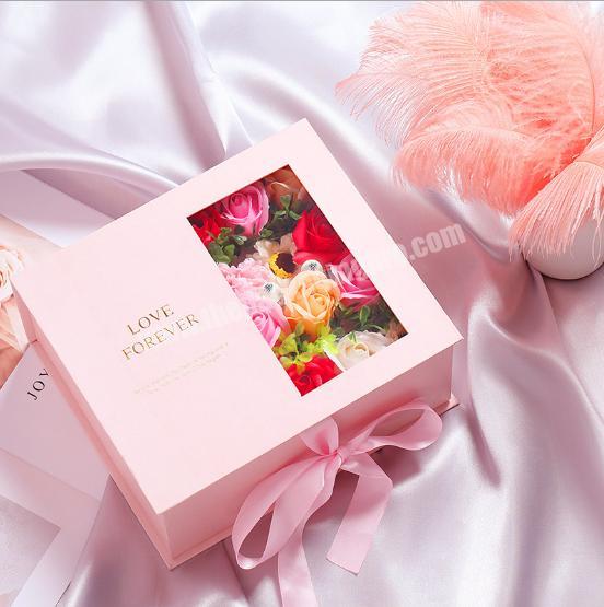 Factory wholesale custom pink folding paper box for Flower, jewelry, cosmetics, candy paper box