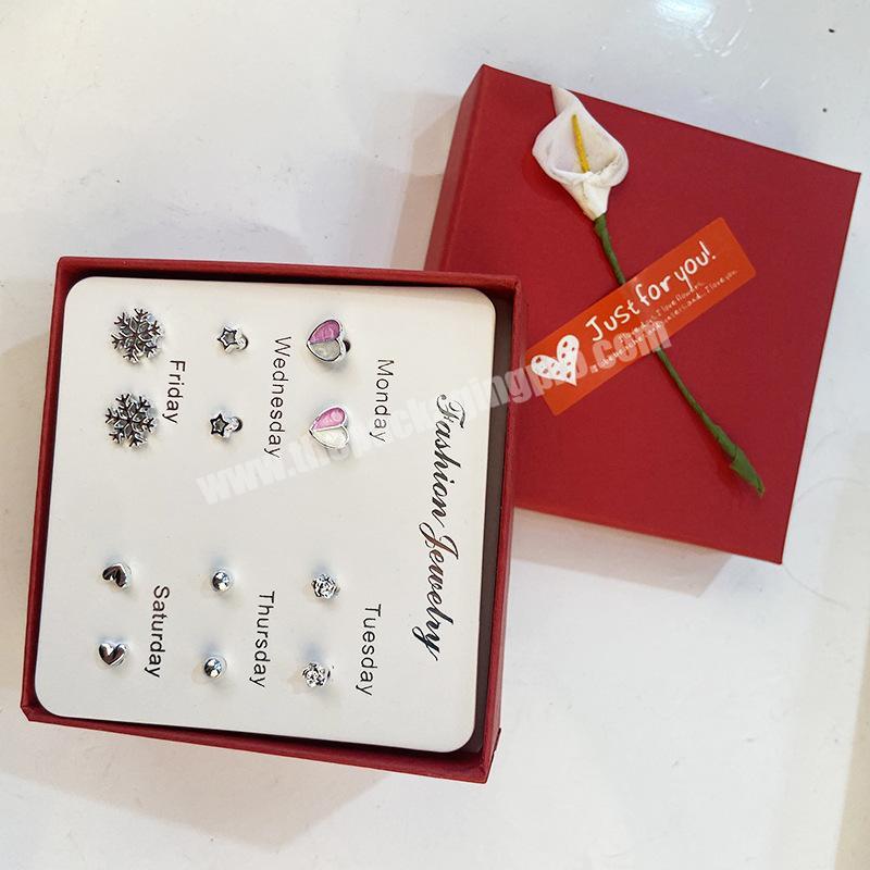 Fashion Square Engagement Ring Earring Necklace Bracelet Display Valentine's Day Gift Box Jewelry Packaging Box
