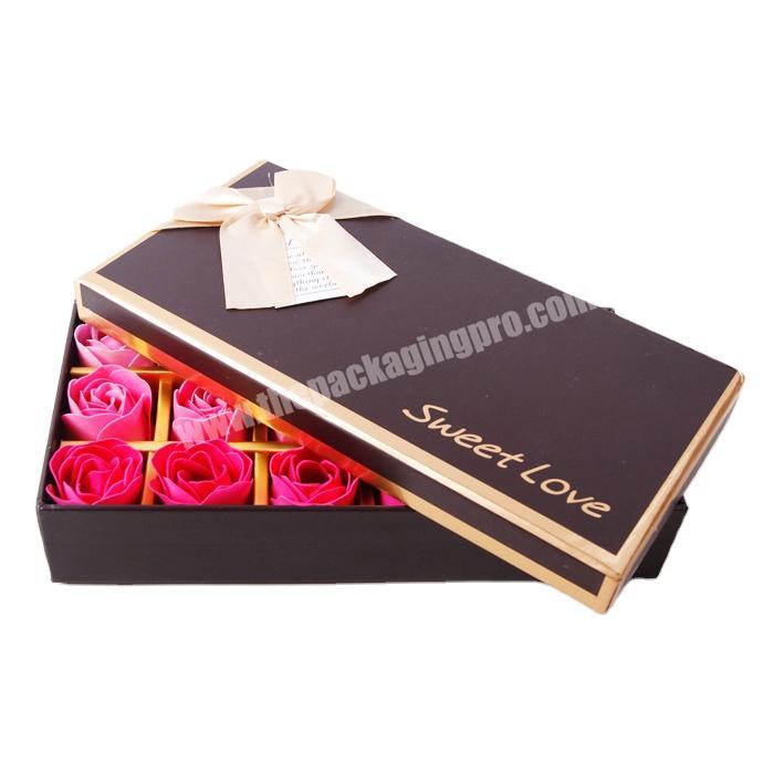 Fashion custom cardboard luxury rose flower Valentine gift chocolate box for girlfriend