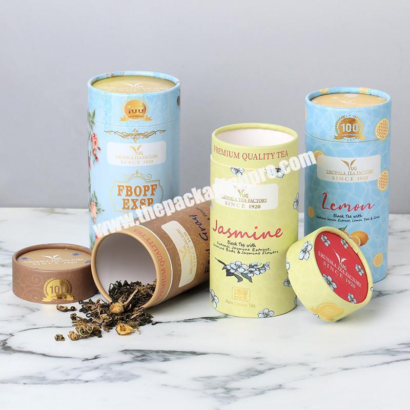 Food grade custom Eco friendly cardboard tube packaging paper box for coffee and tea packaging