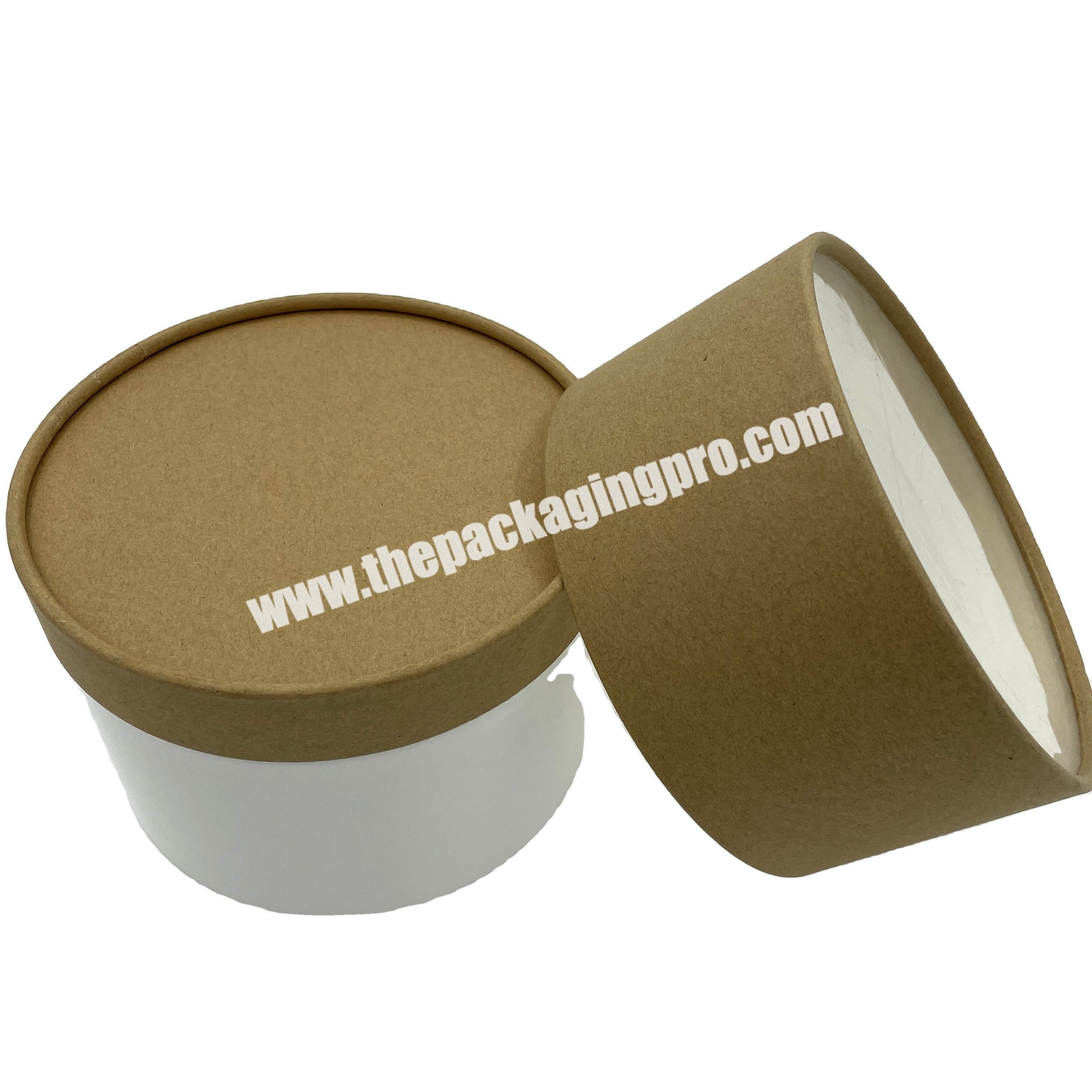 Custom rounded paper boxes kraft paper tube with plastic lid custom round hat box with lid paper tube packing