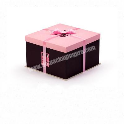 Good Quality Custom Gift Paper Cake Box With Ribbon