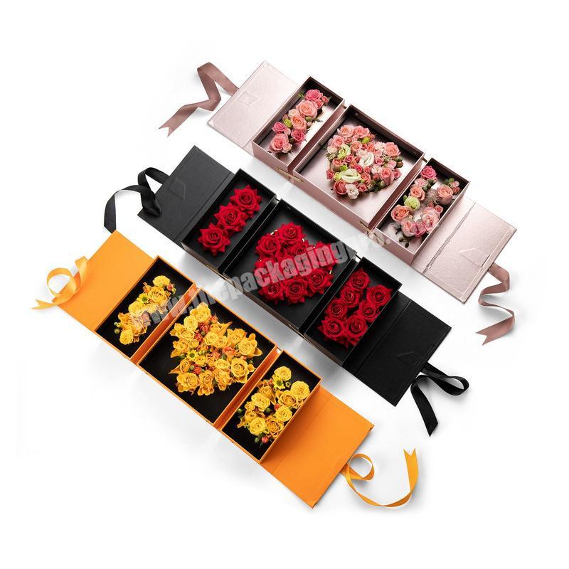 Good Quality Low MOQ In Stock Creative Gift Box Package Carton Custom Cosmetic Flower Long Packaging Box With Ribbon Tie