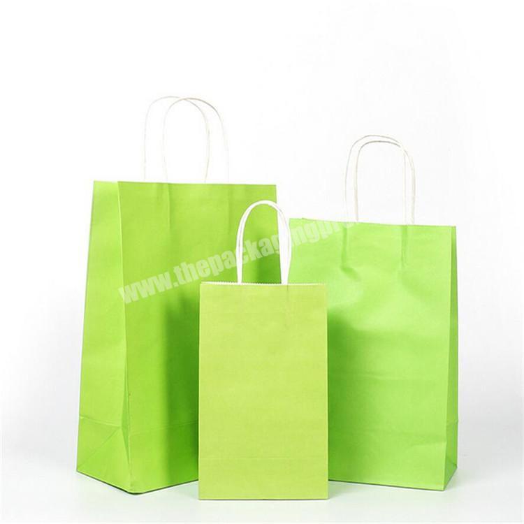 Green  Brown Kraft Paper Gift Bag With Paper Twisted Handles