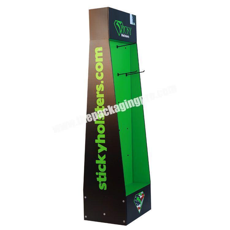 Green Material Cardboard Display With Hooks, Corrugated Cardboard Display Shelf