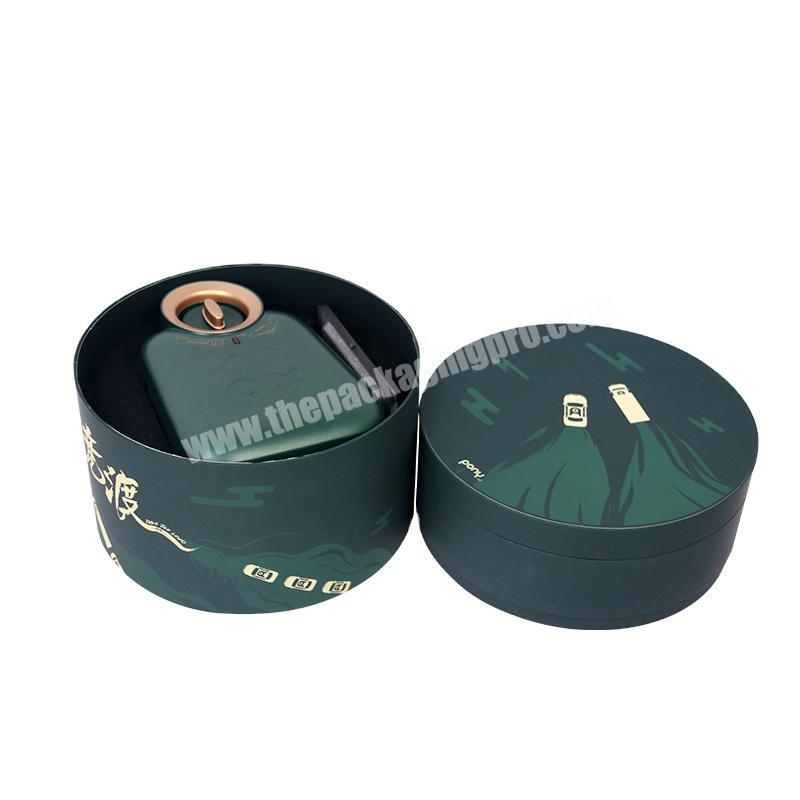 Green paper cans custom cylindrical packaging box Food tea box round paper box Double kraft paper tube
