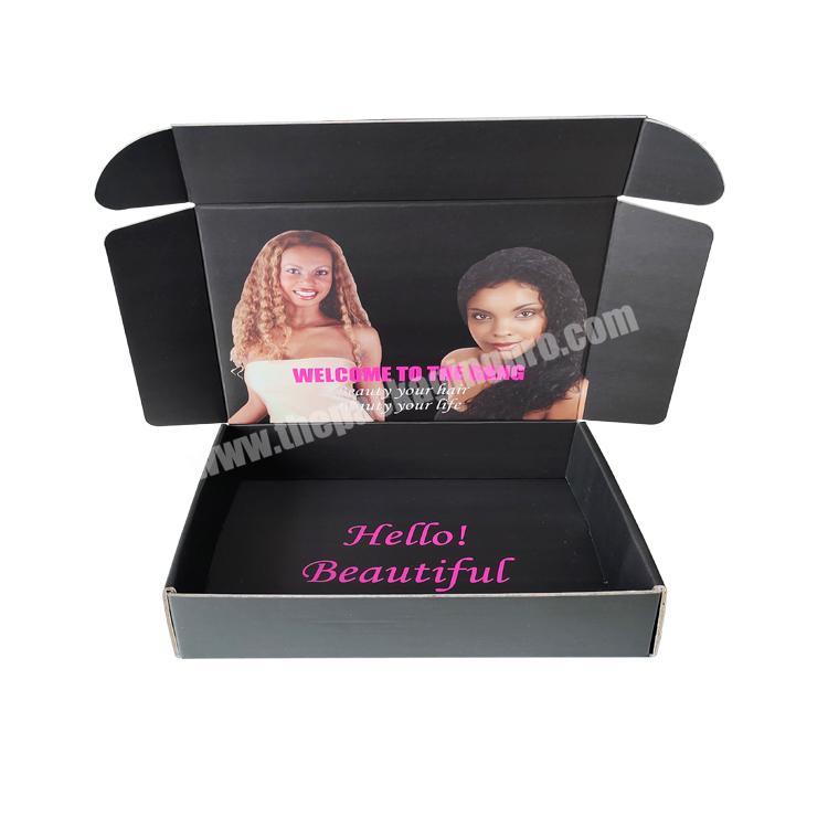 Hair Accessories Mailing Shipping Box for Wigs Packaging Mailer Boxes Factory Wholesale Corrugated Black Corrugated Paper 500pcs