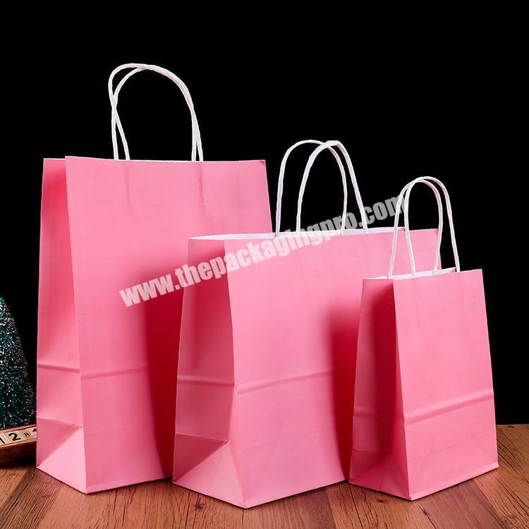 Health Materials Kraft Paper Packaging Pink Paper Bag