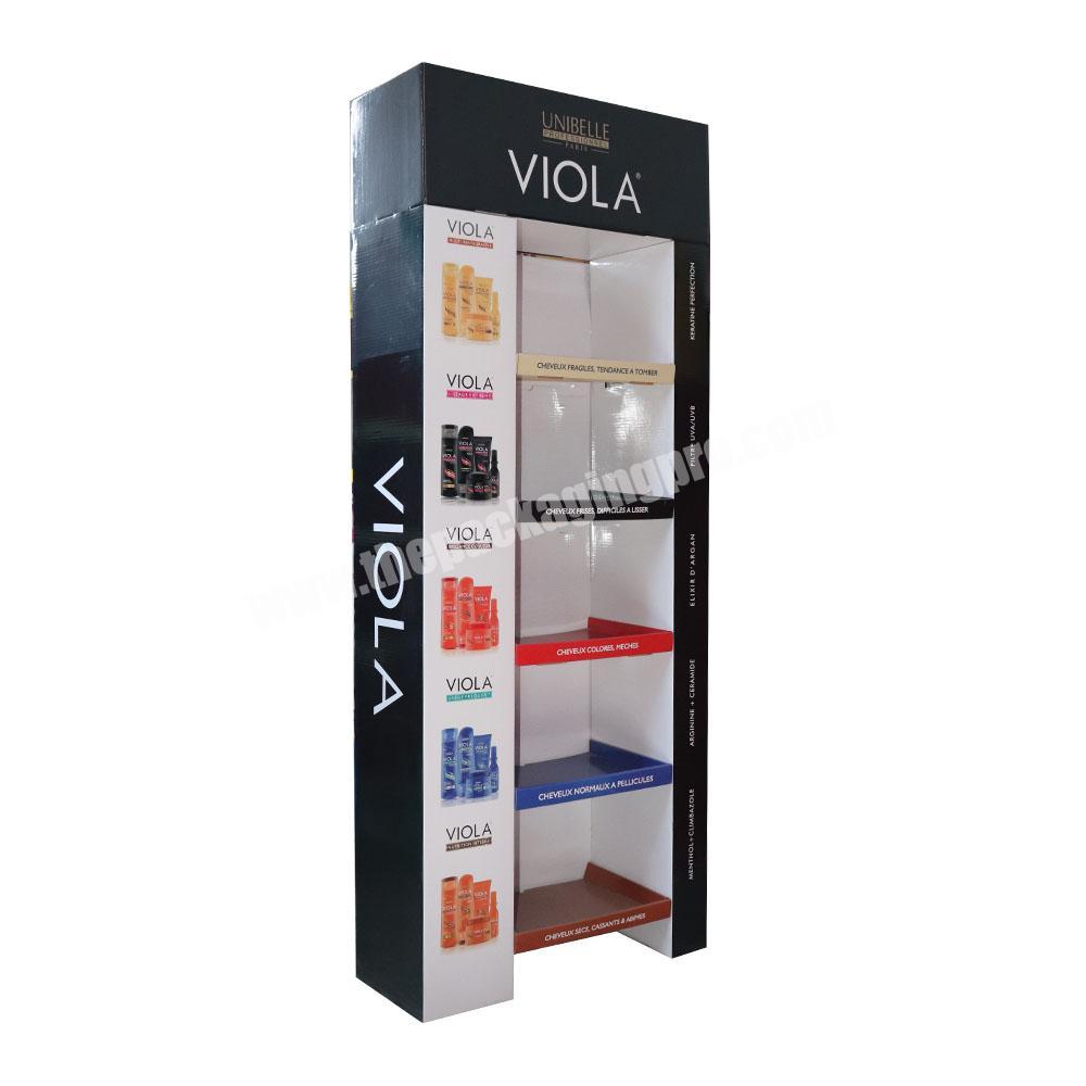 High Quality Advertising Hair Shampoo Cardboard Floor Standing Display Rack For Retail Promotion