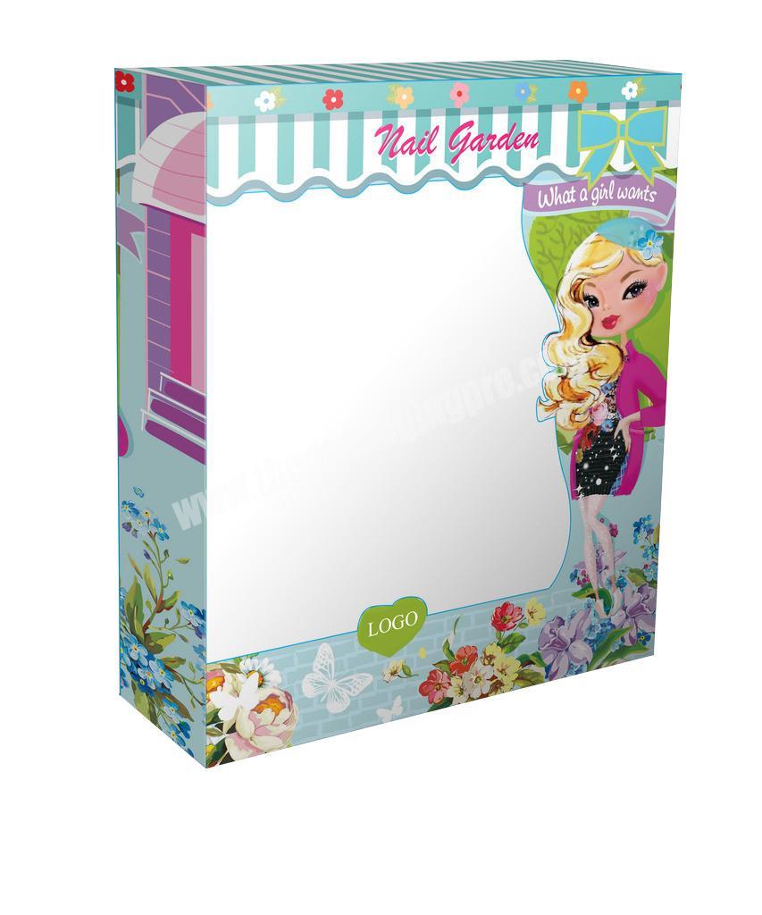 High Quality Custom Creative Blue Cartoon Packing Kids Toys Box With Big PVC Clear Window