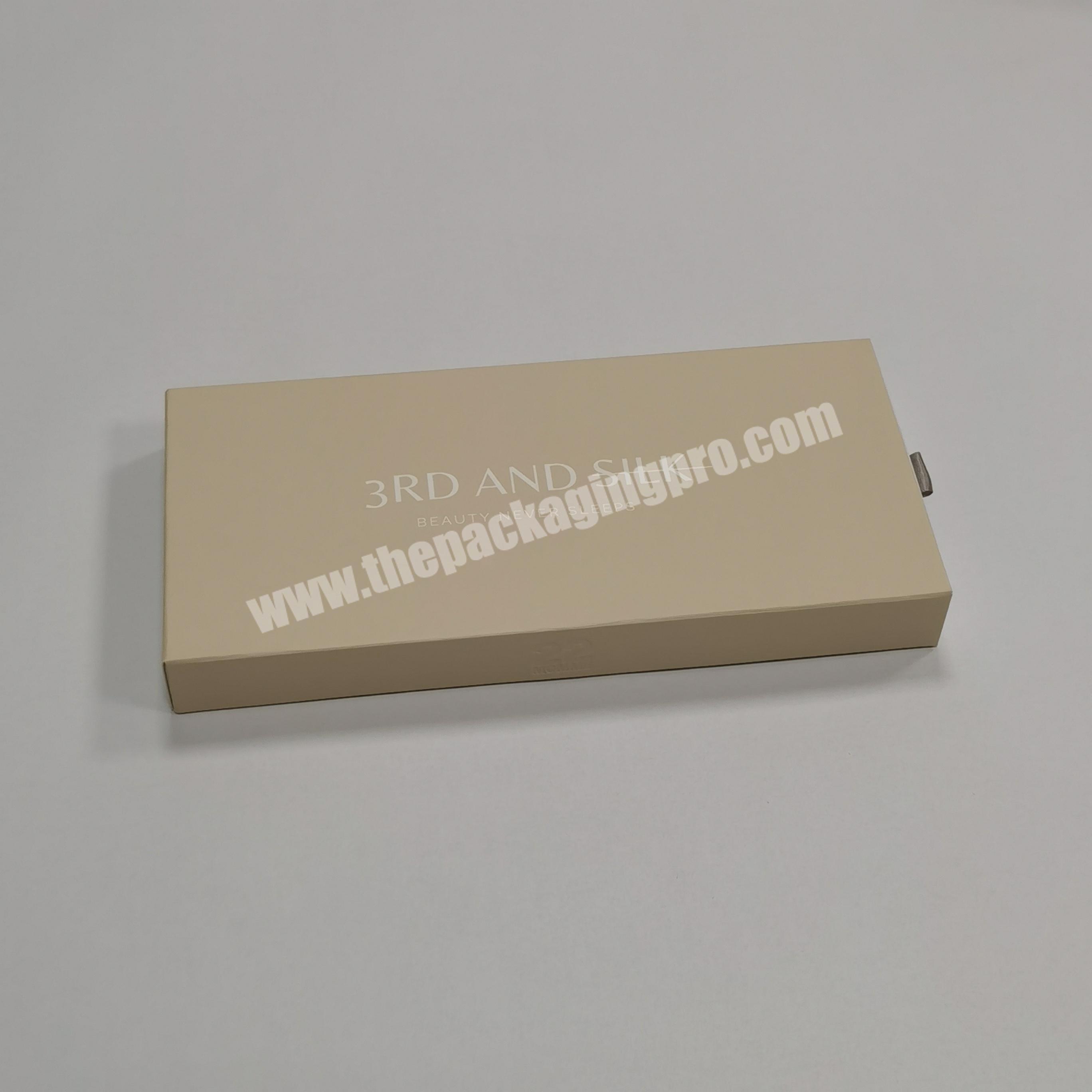 Wholesale High Quality Custom Logo Printed Paper Cardboard Empty Silk Packaging Sliding Drawer Gift Box with Ribbon