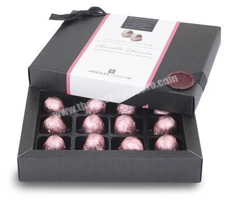 High Quality Dark Luxury Rigid Wedding Invitation Gift Chocolate Packing Box For Guest Present