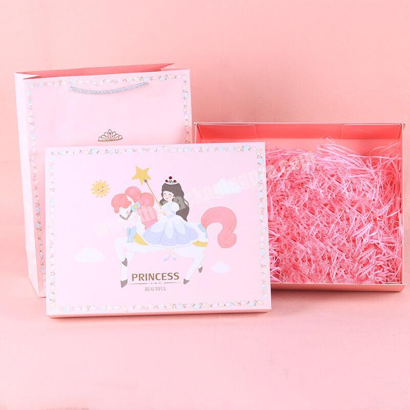 High Quality Fancy Boxes Retailer Packaging Paperboard Kraft Shopping Bag Gift Box Set Lid Pink Color Packing Material Box